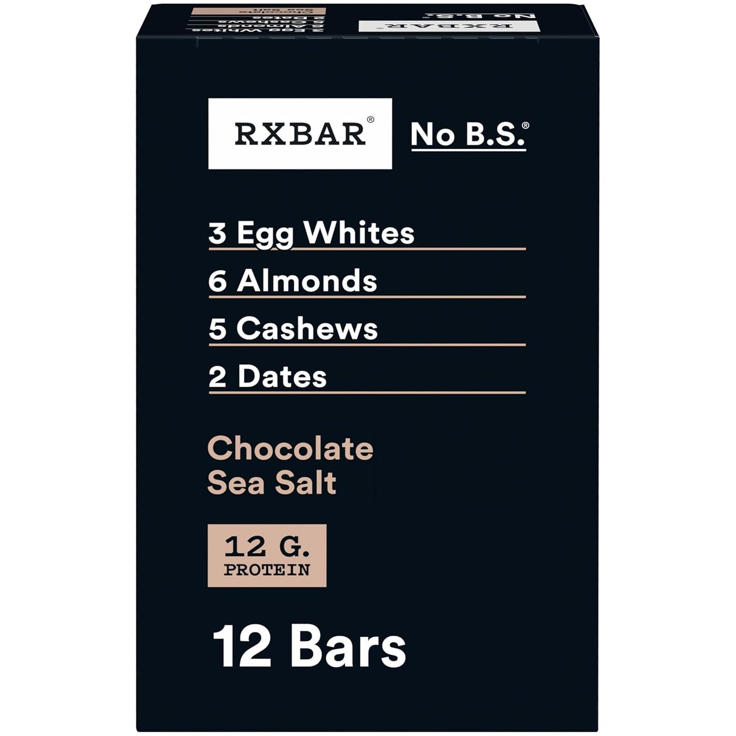 RXBAR Protein Bars, Protein Snack, Snack Bars, Chocolate Sea Salt, 22oz Box (12 Count)
