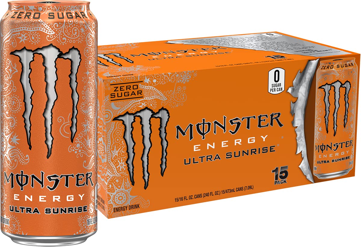 Monster Energy Zero Ultra, Sugar Free Energy Drink, 16 Ounce (Pack of 15)