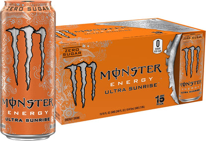 Monster Energy Zero Ultra, Sugar Free Energy Drink, 16 Ounce (Pack of 15)