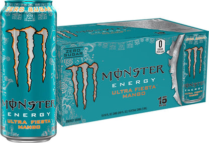 Monster Energy Zero Ultra, Sugar Free Energy Drink, 16 Ounce (Pack of 15)