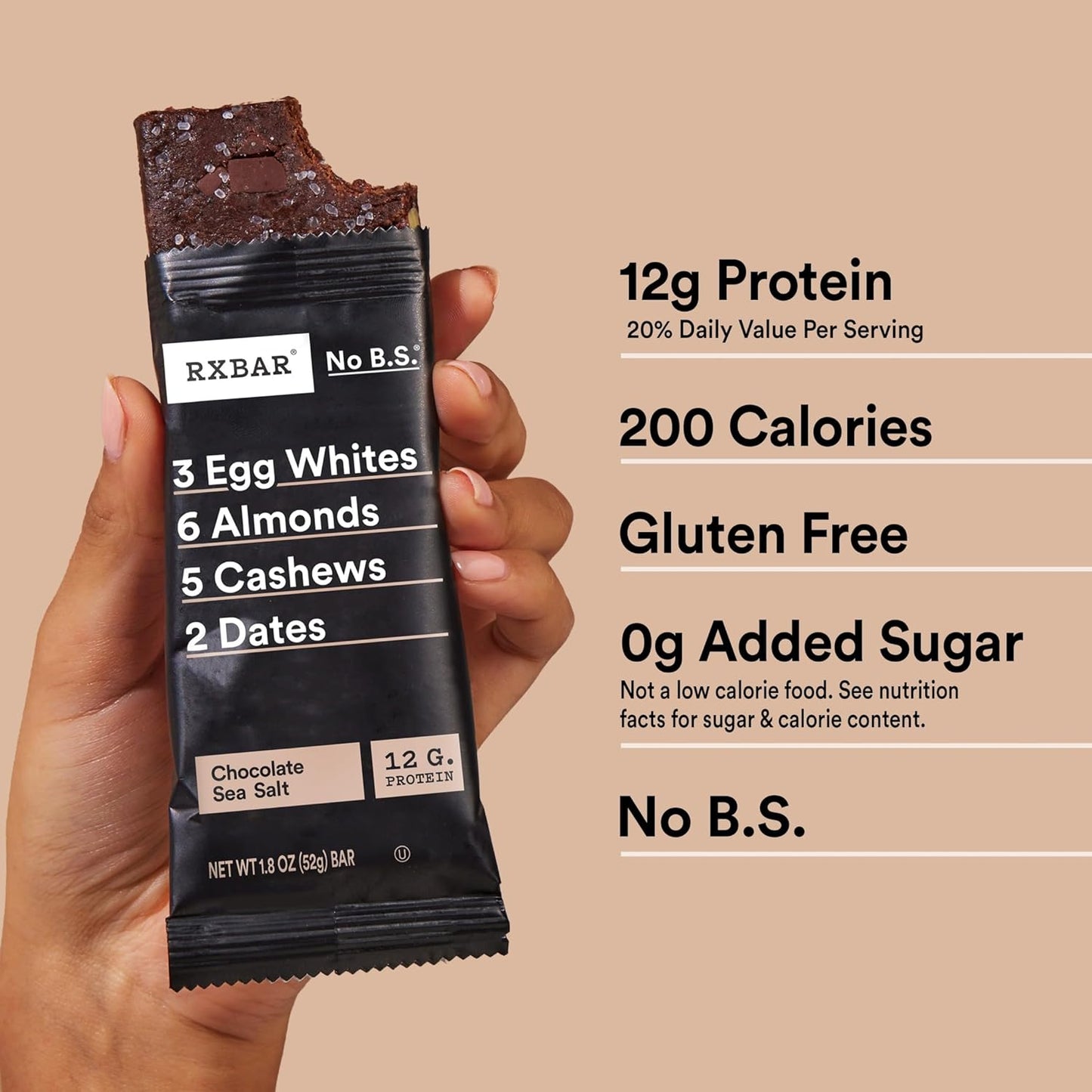 RXBAR Protein Bars, Protein Snack, Snack Bars, Chocolate Sea Salt, 22oz Box (12 Count)