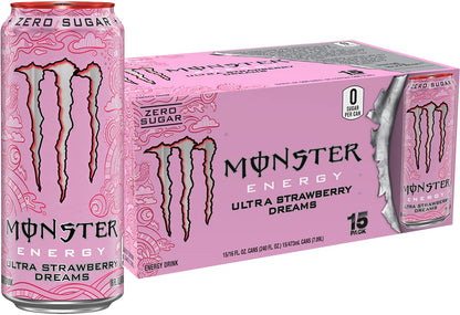 Monster Energy Zero Ultra, Sugar Free Energy Drink, 16 Ounce (Pack of 15)