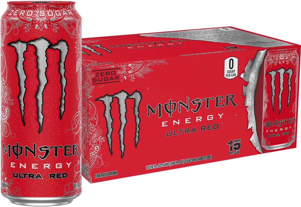 Monster Energy Zero Ultra, Sugar Free Energy Drink, 16 Ounce (Pack of 15)