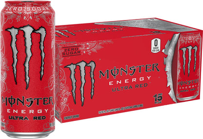 Monster Energy Zero Ultra, Sugar Free Energy Drink, 16 Ounce (Pack of 15)